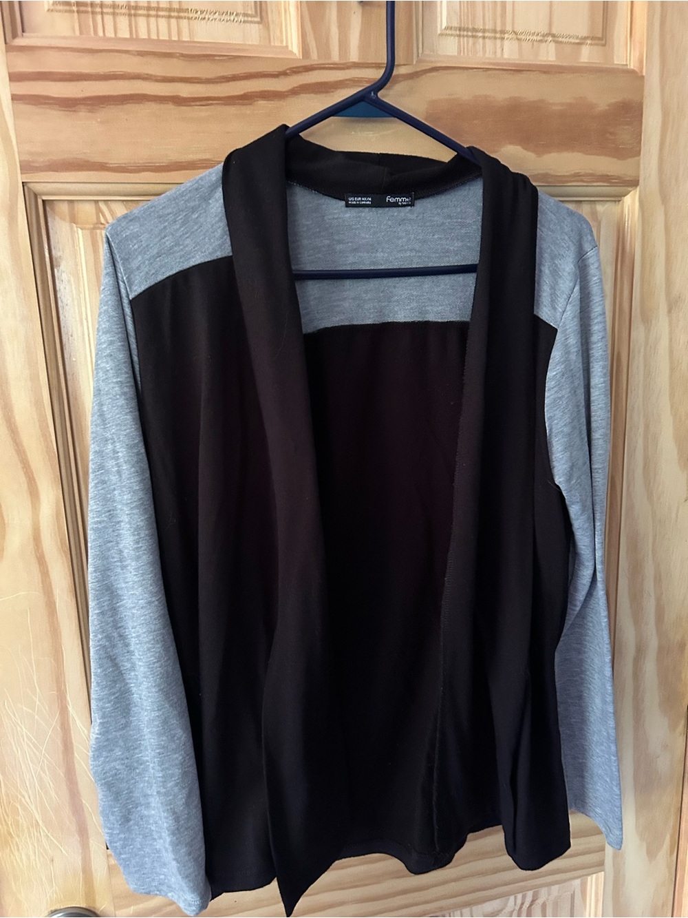 Versatile Black and Gray Open-Front Cardigan